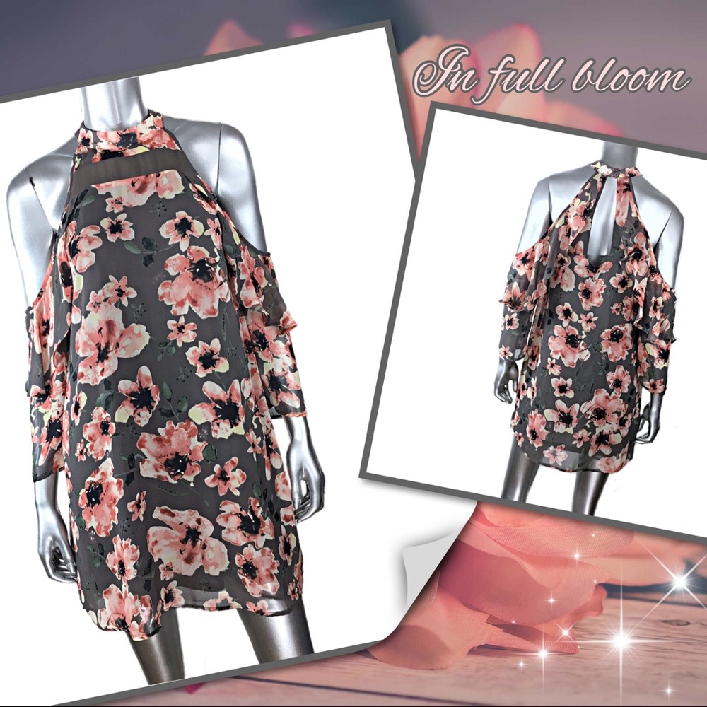 19 Cooper Floral Print Ruffled Shift Dress Small